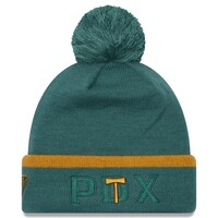 Men's New Era Green Portland Timbers Wordmark Kick Off Cuffed Knit Hat with Pom