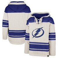 Men's '47 Oatmeal Tampa Bay Lightning Rockaway Lace-Up Pullover Hoodie
