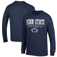 Men's Champion Navy Penn State Nittany Lions Softball Stack Long Sleeve T-Shirt