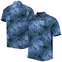 Men's Tommy Bahama College Navy Seattle Seahawks Big & Tall Bahama Coast Luminescent Fronds Camp IslandZone Button-Up Shirt