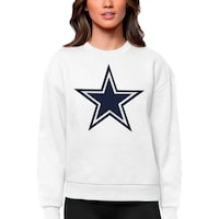 Women's Antigua White Dallas Cowboys Victory Logo Pullover Sweatshirt