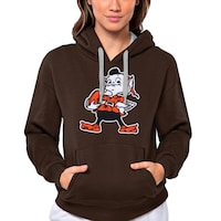 Women's Antigua Brown Cleveland Browns Victory Logo Pullover Hoodie