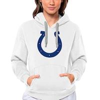 Women's Antigua White Indianapolis Colts Victory Logo Pullover Hoodie