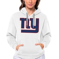 Women's Antigua White New York Giants Victory Logo Pullover Hoodie