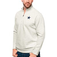 Men's Antigua Oatmeal Dallas Cowboys Gambit Quarter-Zip Pullover Top