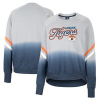 Women's Colosseum Gray Auburn Tigers Cue Cards Dip-Dye Raglan Pullover Sweatshirt