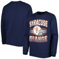 Youth Navy Syracuse Orange Wordmark Helmet Long Sleeve T-Shirt