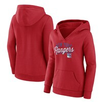 Women's Fanatics Branded Red New York Rangers Simplicity Crossover V-Neck Pullover Hoodie