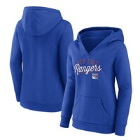 Women's Fanatics Branded Blue New York Rangers Simplicity Crossover V-Neck Pullover Hoodie