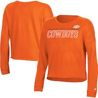 Women's Russell Orange Oklahoma State Cowboys Fashion Cropped Long Sleeve T-Shirt
