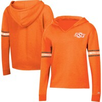 Women's Russell Heather Orange Oklahoma State Cowboys V-Neck Pullover Hoodie