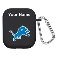 Black Detroit Lions Personalized AirPods Case Cover