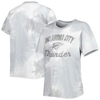 Women's Gray Oklahoma City Thunder Arch Logo Tie-Dye T-Shirt
