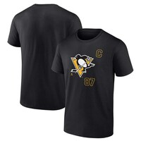 Men's Fanatics Branded Sidney Crosby Black Pittsburgh Penguins Captain Patch Name and Number T-Shirt