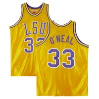Shaquille O'Neal LSU Tigers Autographed Mitchell & Ness Home 1990 Authentic Jersey