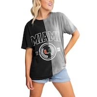 Women's Gameday Couture Black Miami Hurricanes Center Bleach Dyed T-Shirt