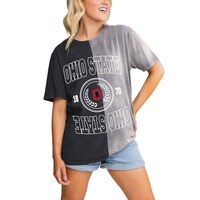 Women's Gameday Couture Black Ohio State Buckeyes Center Bleach Dyed T-Shirt