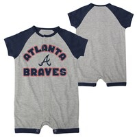 Newborn & Infant Heather Gray Atlanta Braves Extra Base Hit Raglan Full-Snap Romper