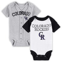 Newborn & Infant White/Heather Gray Colorado Rockies Little Slugger Two-Pack Bodysuit Set