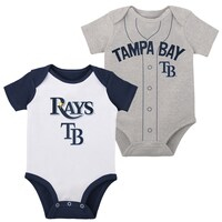 Newborn & Infant White/Heather Gray Tampa Bay Rays Little Slugger Two-Pack Bodysuit Set