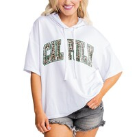 Women's Gameday Couture White Cal Poly Mustangs Flowy Lightweight Short Sleeve Hooded Top