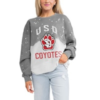 Women's Gameday Couture Gray South Dakota Coyotes Twice As Nice Faded Crewneck Sweatshirt