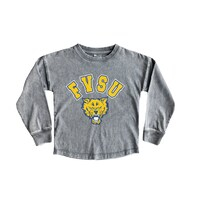 Girls Youth Gameday Couture Gray Fort Valley State Wildcats Faded Wash Pullover Top