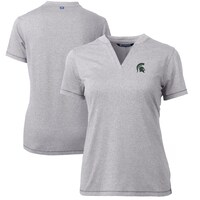 Women's Cutter & Buck Heather Gray Michigan State Spartans Forge Blade V-Neck Top