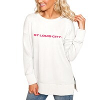 Women's Gameday Couture Cream St. Louis City SC Side-Slit French Terry Knit Sweatshirt