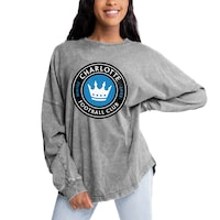 Women's Gameday Couture Gray Charlotte FC Faded Wash Pullover Sweatshirt