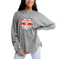Women's Gameday Couture Gray New York Red Bulls Faded Wash Pullover Sweatshirt