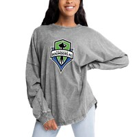 Women's Gameday Couture Gray Seattle Sounders FC Faded Wash Pullover Sweatshirt