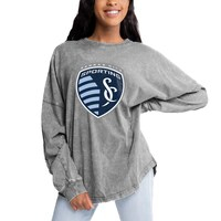 Women's Gameday Couture Gray Sporting Kansas City Faded Wash Pullover Sweatshirt