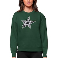 Women's Antigua Green Dallas Stars Primary Logo Team Logo Victory Crewneck Pullover Sweatshirt