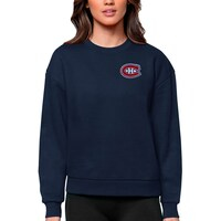 Women's Antigua Navy Montreal Canadiens Primary Logo Victory Crewneck Pullover Sweatshirt