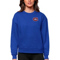 Women's Antigua Royal Montreal Canadiens Primary Logo Victory Crewneck Pullover Sweatshirt