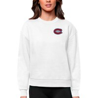 Women's Antigua White Montreal Canadiens Primary Logo Victory Crewneck Pullover Sweatshirt