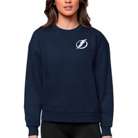 Women's Antigua Navy Tampa Bay Lightning Primary Logo Victory Crewneck Pullover Sweatshirt