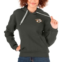 Women's Antigua Charcoal Nashville Predators Primary Logo Victory Pullover Hoodie