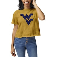 Women's League Collegiate Wear Gold West Virginia Mountaineers Clothesline Crop T-Shirt
