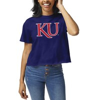 Women's League Collegiate Wear Royal Kansas Jayhawks Clothesline Crop T-Shirt