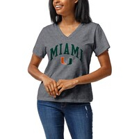 Women's League Collegiate Wear Heather Gray Miami Hurricanes Intramural Boyfriend V-Neck T-Shirt