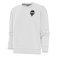Women's Antigua White Seattle Sounders FC Brushed Metallic Logo Victory Crewneck Pullover Sweatshirt