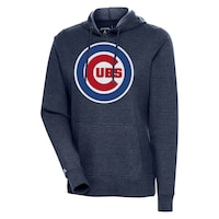 Women's Antigua Heather Navy Chicago Cubs Action Pullover Hoodie