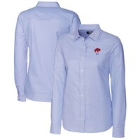 Women's Cutter & Buck Powder Blue Buffalo Bills Throwback Logo Stretch Oxford Stripe Long Sleeve Button-Up Shirt