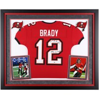 Tom Brady Tampa Bay Buccaneers Super Bowl LV Champions Autographed Deluxe Framed Red Nike Elite Jersey with "SB LV MVP" Inscription