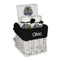 Infant White Seattle Sounders FC Personalized Small Gift Basket