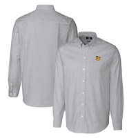 Men's Cutter & Buck Charcoal Baylor Bears Vault Big & Tall Oxford Stripe Long Sleeve Button-Down Shirt