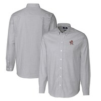 Men's Cutter & Buck Charcoal Louisville Cardinals Vault Big & Tall Oxford Stripe Long Sleeve Button-Down Shirt