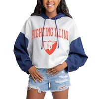 Women's Gameday Couture White Illinois Fighting Illini Drop Shoulder Colorblock Hoodie
